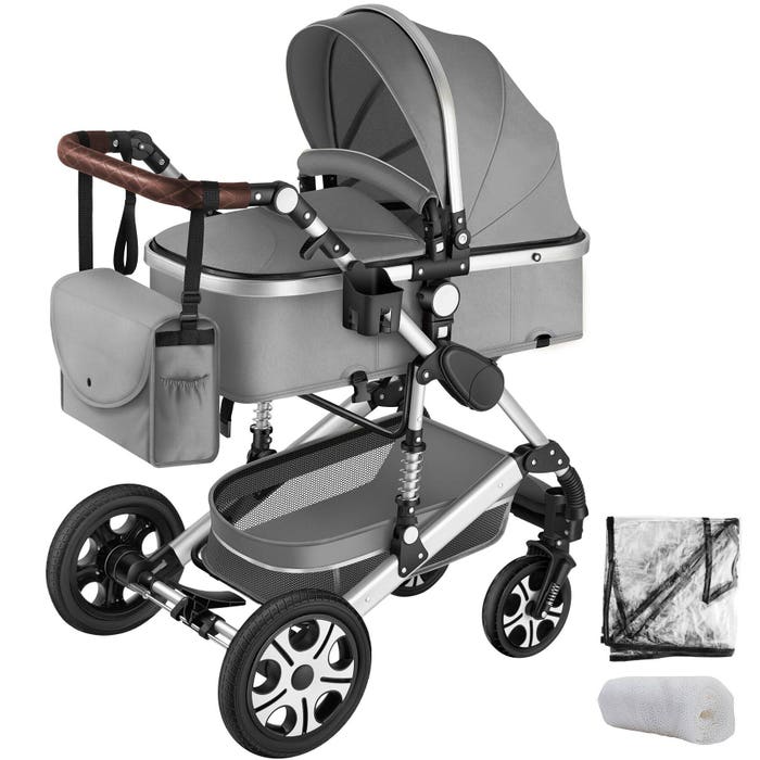 Poussette combinée grise Mats 