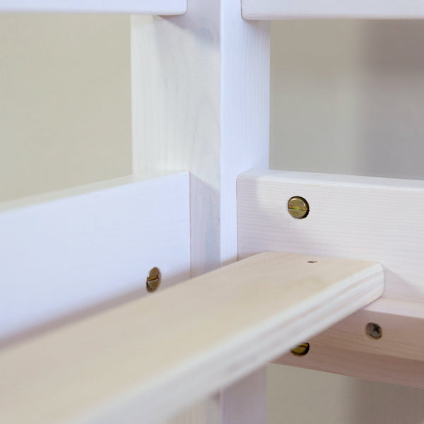 Kinderbett 90x200 Weiss | Bodenbett mit Lattenrost | mit Rausfallschutz | Montessori