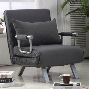 Schlafsofa mit Armlehne 3-in-1 Schlafsessel Gästebett Klappbett Chaiselongue Grau