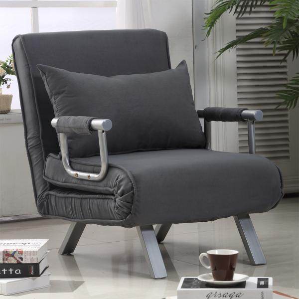 Schlafsofa mit Armlehne 3-in-1 Schlafsessel Gästebett Klappbett Chaiselongue Grau
