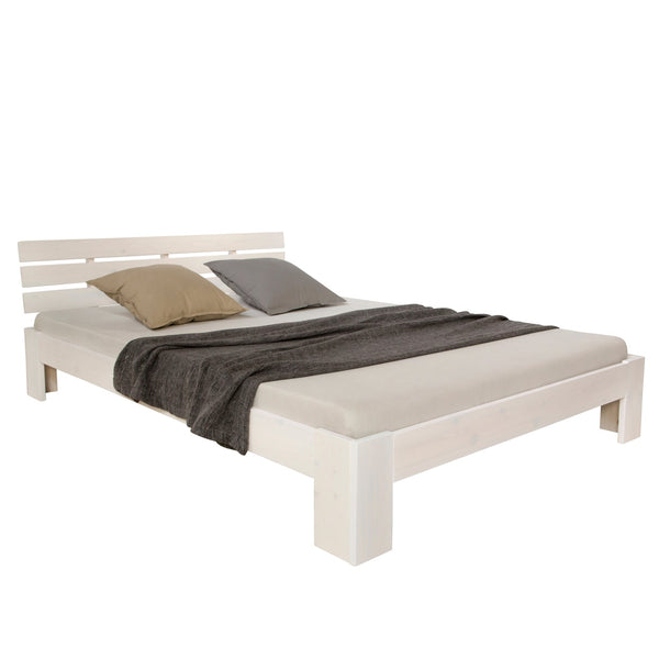 Holzbett mit Matratze und Lattenrost 140x200 Bett Weiss