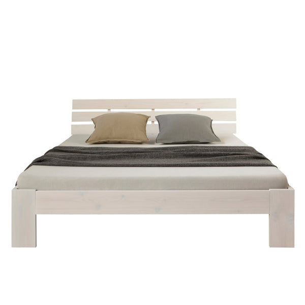Holzbett mit Matratze und Lattenrost 140x200 Bett Weiss