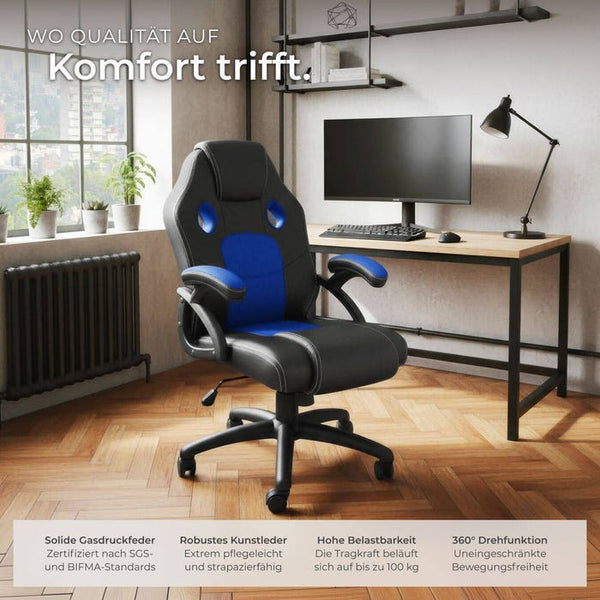 Mike office chair, black/blue