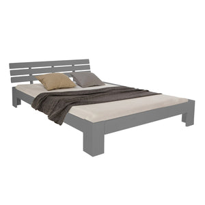 Holzbett mit Matratze und Lattenrost 140x200 Grau