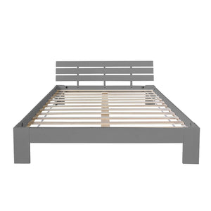 Holzbett mit Matratze und Lattenrost 140x200 Grau