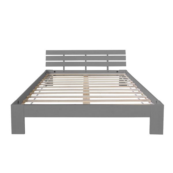 Holzbett mit Matratze und Lattenrost 140x200 Grau