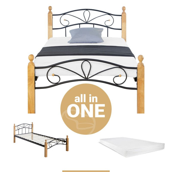 Metallbett mit Matratze Lattenrost 90x200 cm