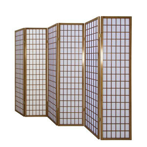 6 fach Holz Paravent Raumteiler Shoji braun