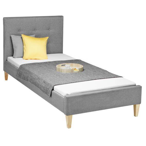 Polsterbett mit Matratze 90x200 Lattenrost Doppelbett Bett Grau
