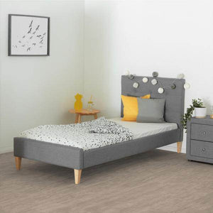 Polsterbett mit Matratze 90x200 Lattenrost Doppelbett Bett Grau