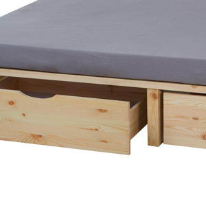 Palettenbett 90x200 cm mit Bettkasten 2er Set Lattenrost Holzbett Natur