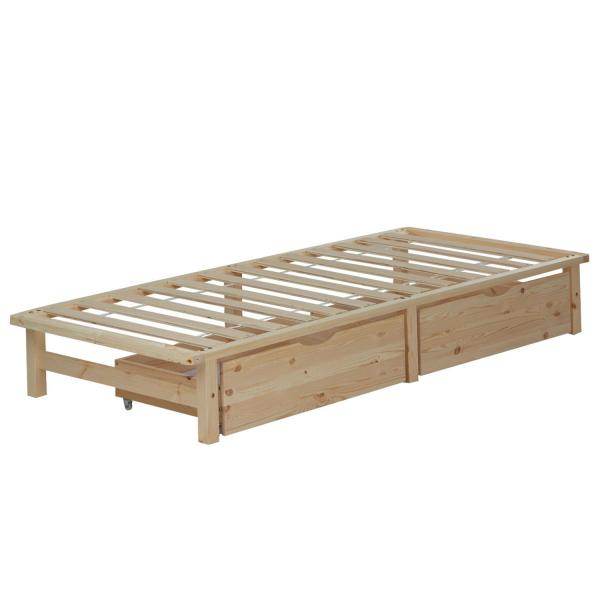 Palettenbett 90x200 cm mit Bettkasten 2er Set Lattenrost Holzbett Natur