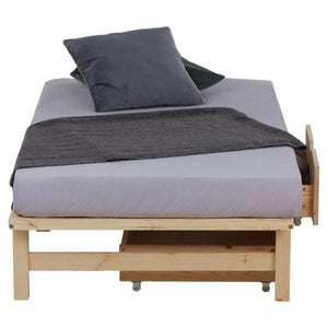 Palettenbett 90x200 cm mit Bettkasten 2er Set Lattenrost Holzbett Natur