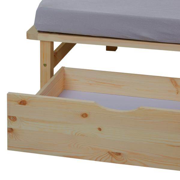 Palettenbett 90x200 cm mit Bettkasten 2er Set Lattenrost Holzbett Natur