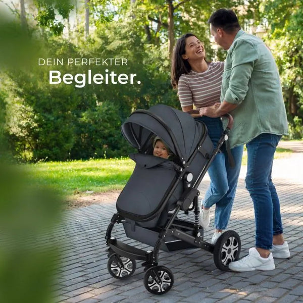 Kombi-Kinderwagen Mats klappbar mit 5-Punkt-Gurt anthrazit