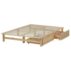 Palettenbett 140x200 cm mit Bettkasten 2er Set Lattenrost Holzbett Natur