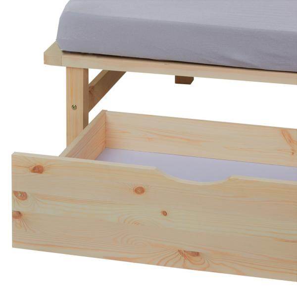 Palettenbett 140x200 cm mit Bettkasten 2er Set Lattenrost Holzbett Natur
