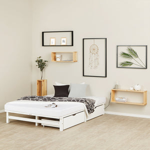 Palettenbett 140x200 cm Weiss | Doppelbett mit Bettkästen | mit Lattenrost | Holz | Kind Jugend Gast
