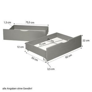 Palettenbett 90x200 cm mit Bettkästen & Matratze Grau