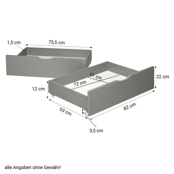Palettenbett 90x200 cm mit Bettkästen & Matratze Grau