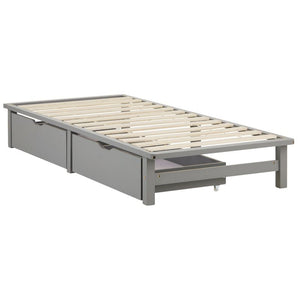 Palettenbett 90x200 cm mit Bettkästen & Matratze Grau