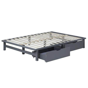 Palettenbett 140x200 cm mit Bettkasten 2er Set Lattenrost Holzbett