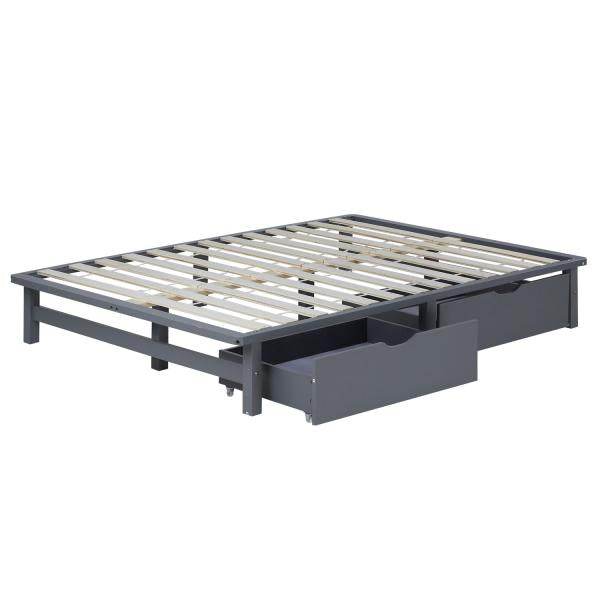 Palettenbett 140x200 cm mit Bettkasten 2er Set Lattenrost Holzbett