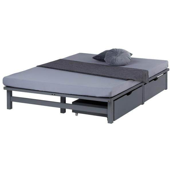 Palettenbett 140x200 cm mit Bettkasten 2er Set Lattenrost Holzbett