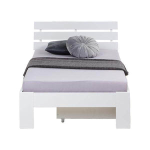 Einzelbett mit Bettkasten 90x200 Holzbett Futonbett Weiss Kiefer Massivholz