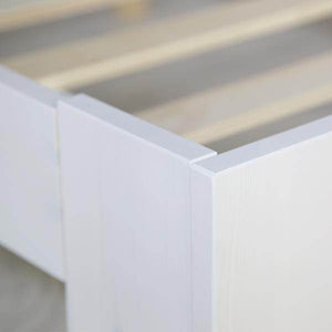 Einzelbett mit Bettkasten 90x200 Holzbett Futonbett Weiss Kiefer Massivholz