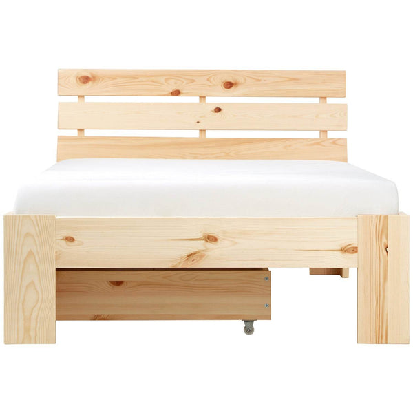 Holzbett mit Bettkasten 90x200 Futonbett Natur Kiefer Massivholz
