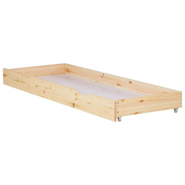 Holzbett mit Bettkasten 90x200 Futonbett Natur Kiefer Massivholz