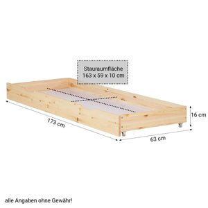 Holzbett mit Bettkasten 90x200 Futonbett Natur Kiefer Massivholz