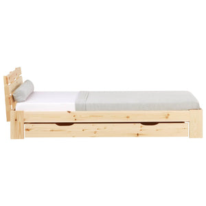 Holzbett mit Bettkasten 90x200 Futonbett Natur Kiefer Massivholz
