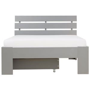 Holzbett 90x200 cm Grau | Einzelbett mit Bettkasten | mit Lattenrost | massiv | Kind Jugend Gast