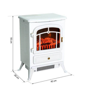 Elektrokamin Kaminofen Metall Glas Weiss