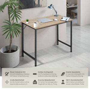Schreibtisch Jenkins Industrial Holz hell, Eiche Sonoma 80 cm