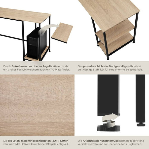 Schreibtisch Hamilton Industrial Holz hell, Eiche Sonoma