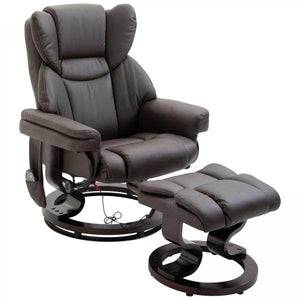 Massagesessel Relaxsessel mit Fusshocker Heizfunktion Kunstleder Braun