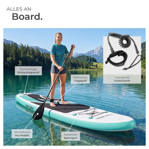 Stand-Up Paddle Board 2in1 Zenon weiss/türkis 320 cm ohne Kamerahalterung