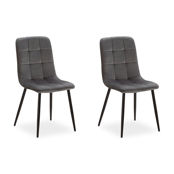 Polsterstuhl Samt Grau | 2er Set | ohne Armlehnen | Küche Esszimmer Büro