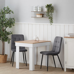 Polsterstuhl Samt Grau | 2er Set | ohne Armlehnen | Küche Esszimmer Büro