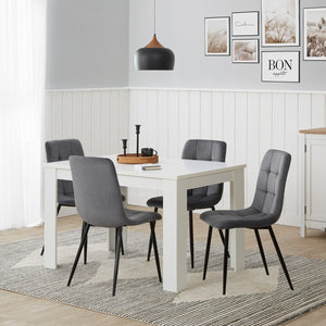 Polsterstuhl Samt Grau | 2er Set | ohne Armlehnen | Küche Esszimmer Büro
