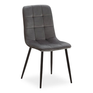 Polsterstuhl Samt Grau | 2er Set | ohne Armlehnen | Küche Esszimmer Büro