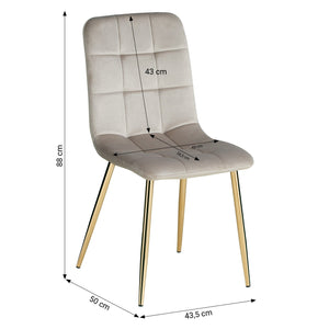 Polsterstuhl Samt Creme 2er Set goldene Beine Küche Esszimmer Büro