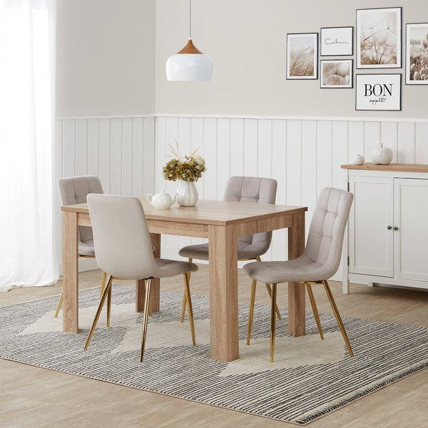 Polsterstuhl Samt Creme 4er Set goldene Beine Küche Esszimmer Büro