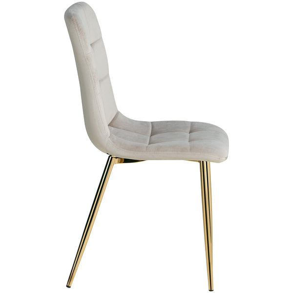 Polsterstuhl Samt Creme 4er Set goldene Beine Küche Esszimmer Büro