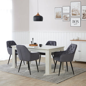 Polsterstuhl Samt Grau | 6er Set | mit Armlehnen | Küche Esszimmer Büro