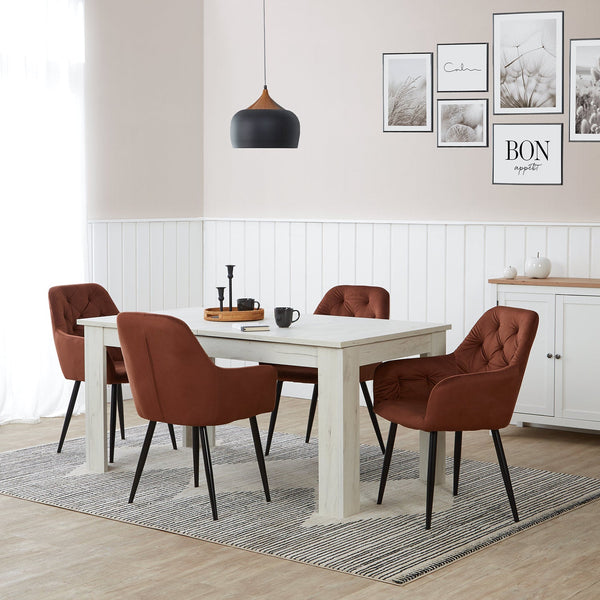 Polsterstuhl Samt Braun | 4er Set | mit Armlehnen | Küche Esszimmer Büro