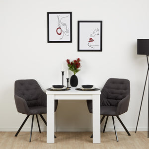 Polsterstuhl Leinen Anthrazit | 2er Set | mit Armlehnen | Küche Esszimmer Büro